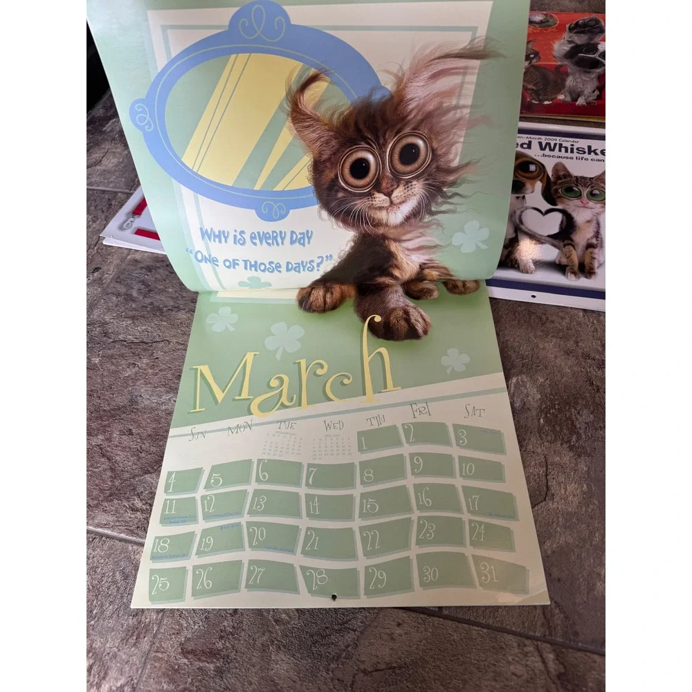 Vintage NEW Twisted Whiskers Calendar Lot 2004 2007‎ DateWorks Funny Cats Dogs